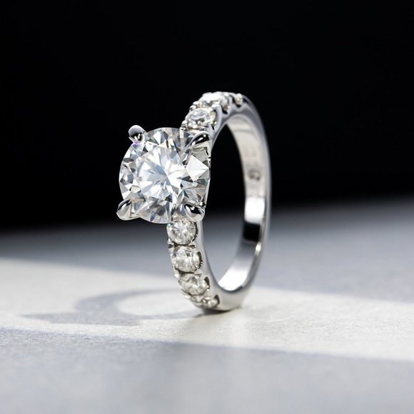 Certified 4.3 ct. t.w. Moissanite Diamond 4 Prone Solitaire Engagement Ring NEW - Picture 5 of 15
